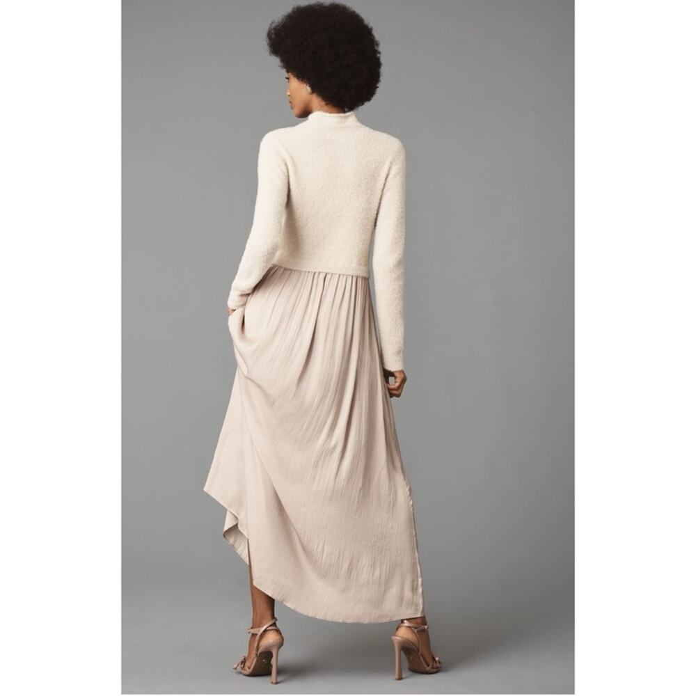 Anthropologie The Thea Eyelash Twofer Sweater Maxi Dress Blush Neutral XLP - Picture 6 of 12